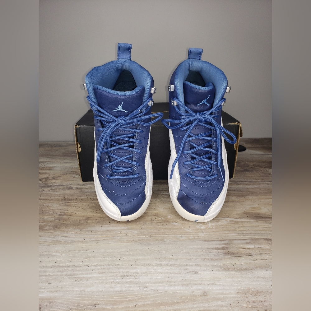 Jordan Retro 12 Kids Sneakers - Indigo and White - Picture 6 of 8